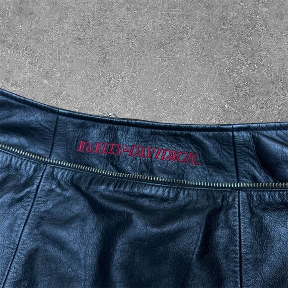Y2K Harley Davidson Zipper Leather Skirt 6 - Picture 4 of 5